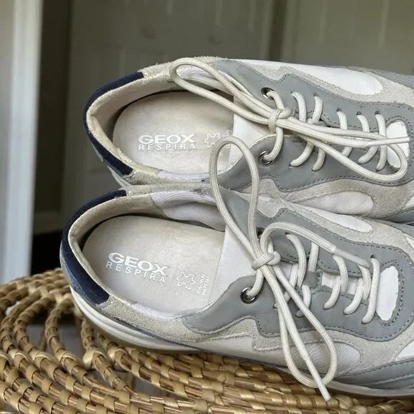 GEOX Kirya Sneaker Sage Leather Women’s US 10 $160 Chunky Trainer Shoes White - Picture 5 of 11